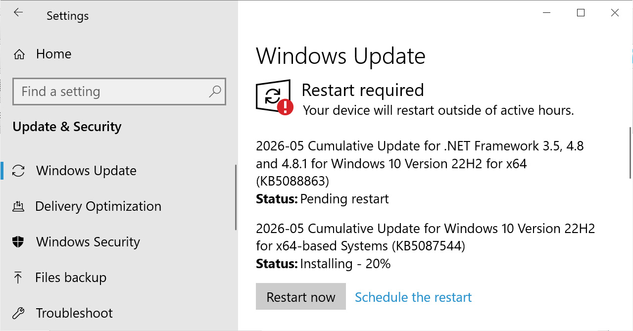 Windows 10 KB5087544 update