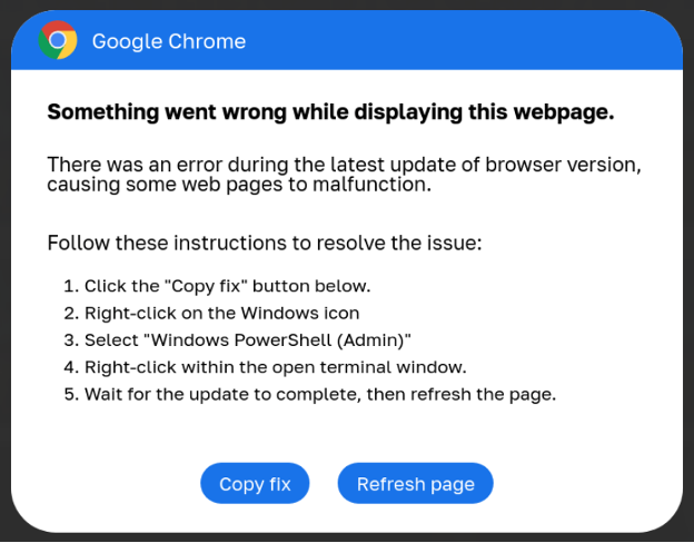 Nep Google Chrome foutmelding