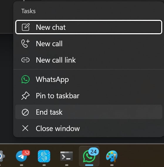 Taskbar end task