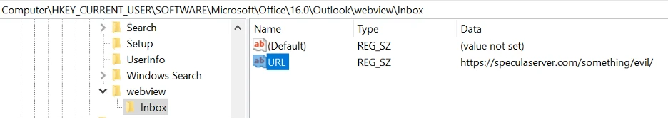 Outlook Specula registry value