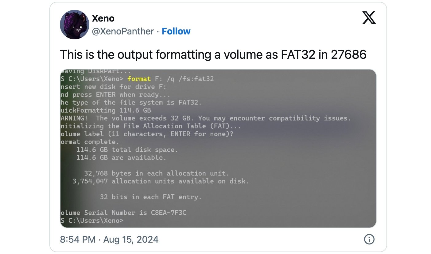 FAT32 formatting