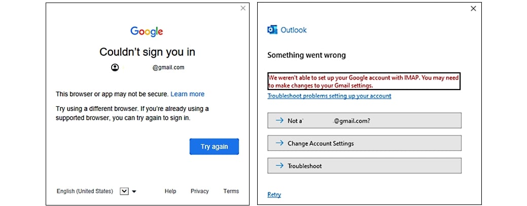 Outlook Gmail aanmeldingsproblemen