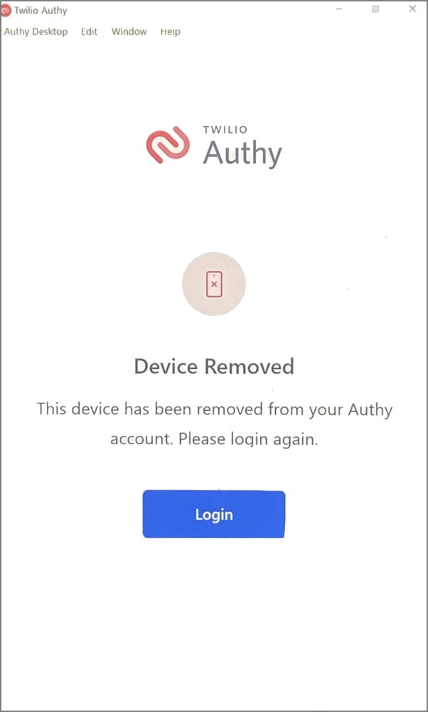 Authy voor desktop gebruikers gedwongen uitgelogd