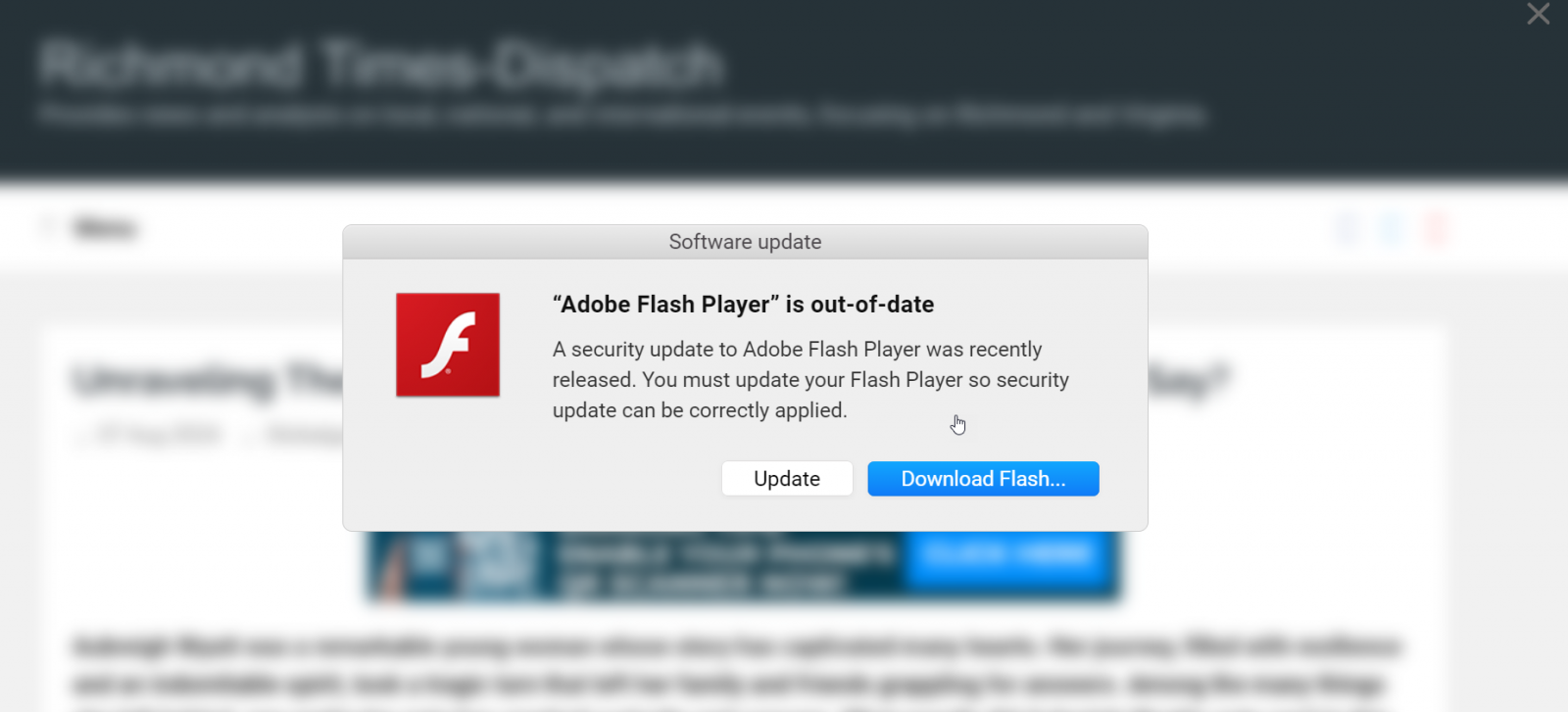 Nep 'Adobe Flash Player' advertentie