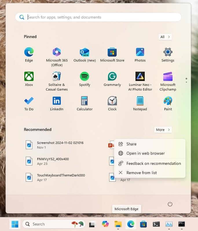 Startmenu