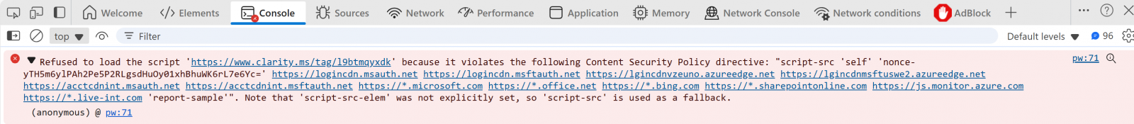 CSP policy overtreding